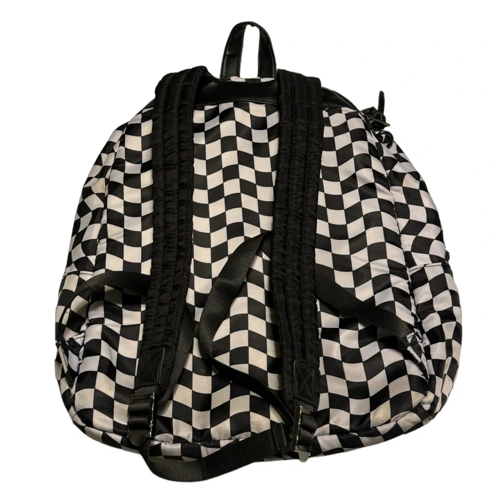 High End Black & White Checkered Women’s Padded Backpack Laptop Bag FIXED - Picture 2 of 9